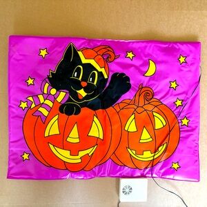 Rare 90s Halloween Noise Making Door Mat Black Cat JOL Spooky Sound Effect